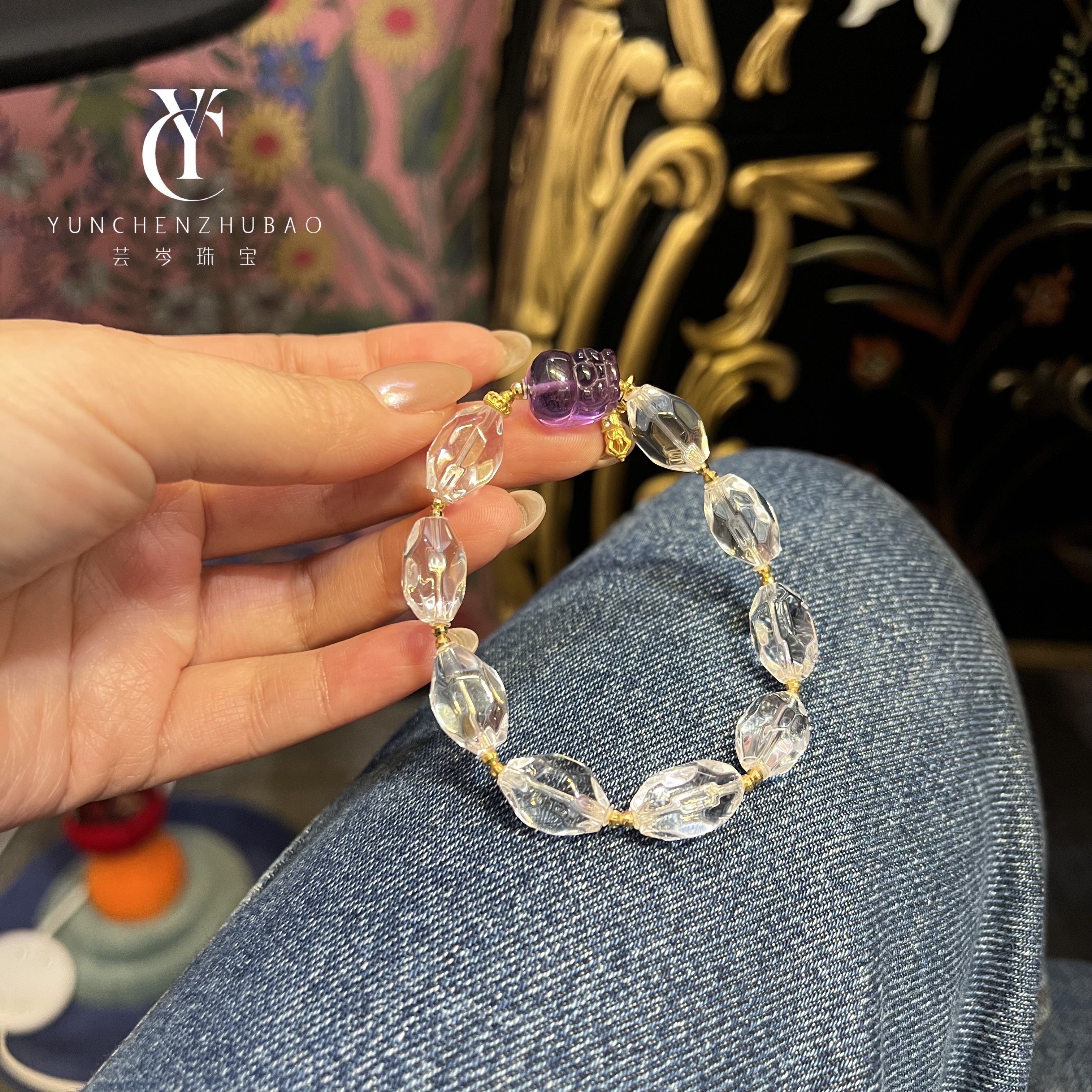 白水晶18k金手串 00458