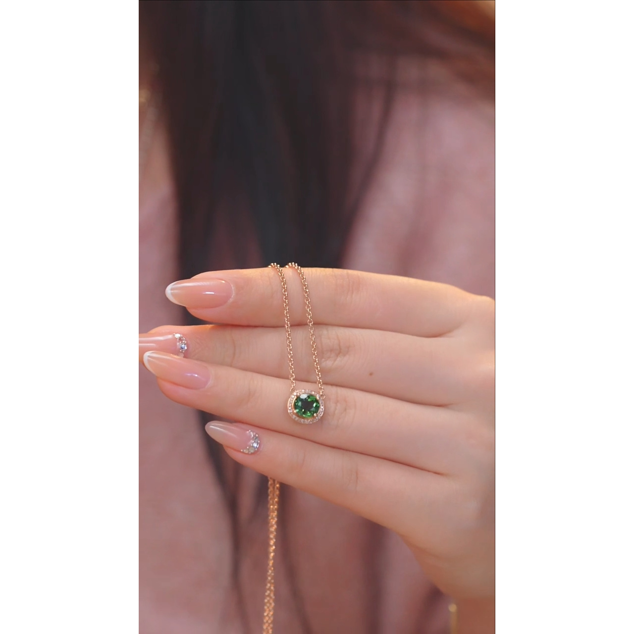 碧玺项链18K金镶嵌多样性发 （1ct）@@Q9596