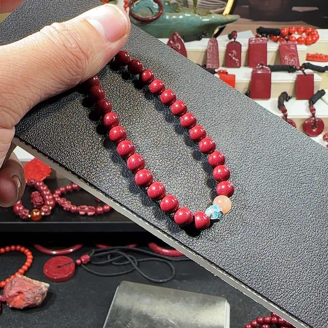 天然辰砂紫金砂静心莲花6mm