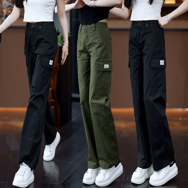 2025夏季工装裤女款气质减龄韩版大码宽松时尚百搭直筒裤休闲裤