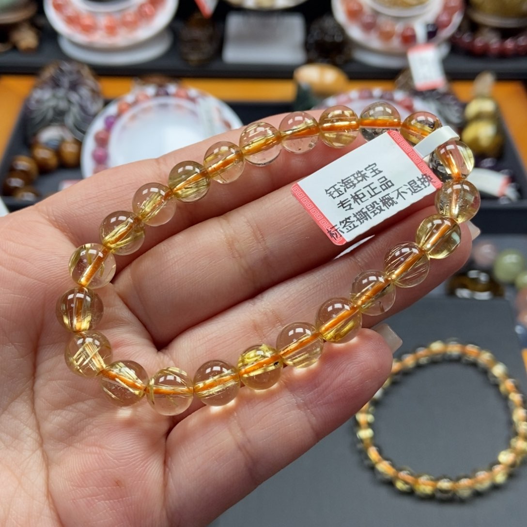 水晶钛晶手链8毫米未镶嵌树***?