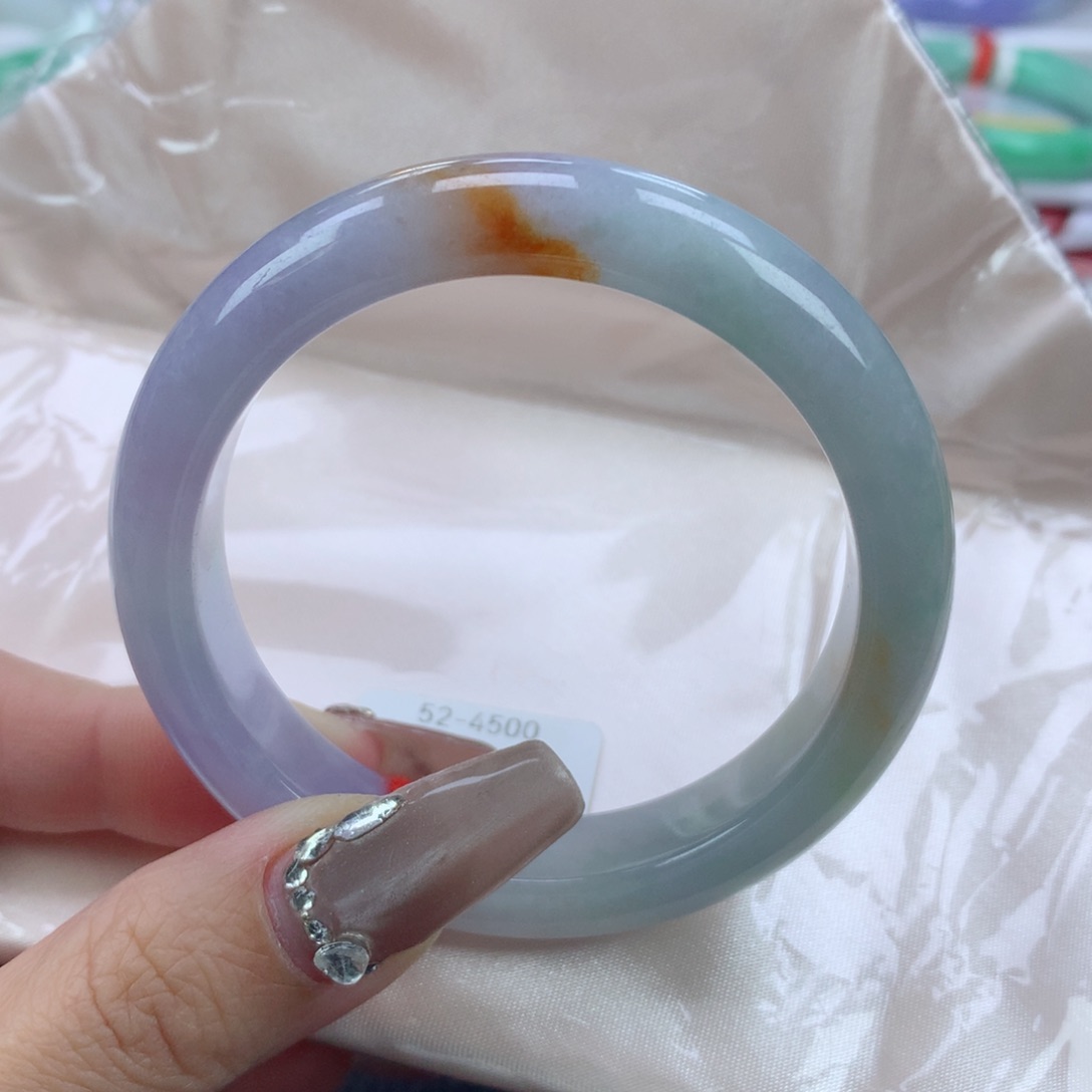 翡翠手镯未镶嵌52.8正圈三彩