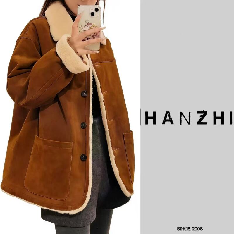 【土耳其绒面皮大鹅】2025冬季新款高品质绒面羊皮90白鹅绒外套