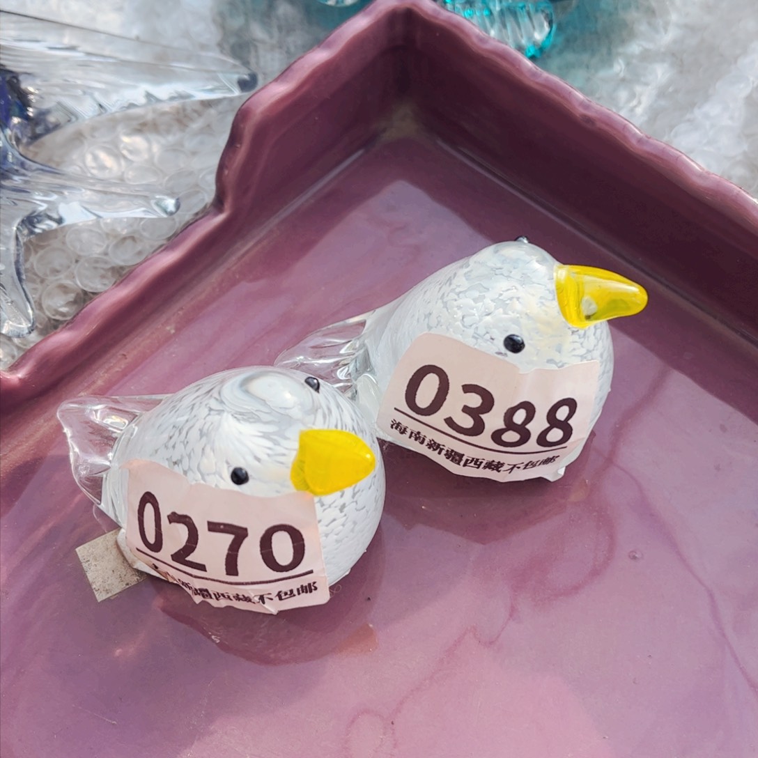 琉璃花瓶摆件迷你鸟一对