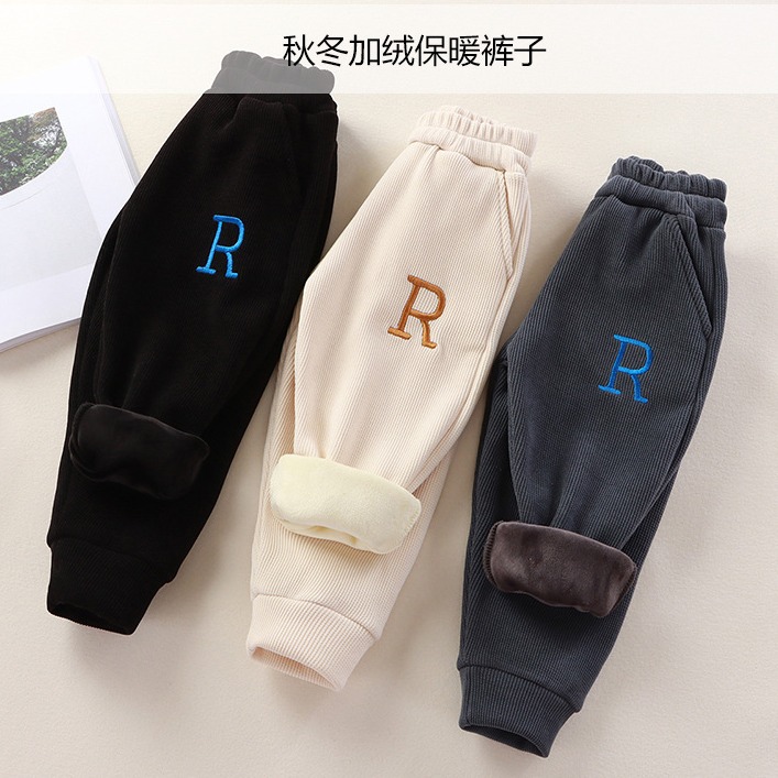 儿童加绒裤子冬款外穿中大童裤加厚一条过冬洋气男女童棉裤保暖裤