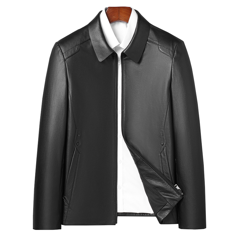 凡客头层牛皮翻领真皮皮衣 
