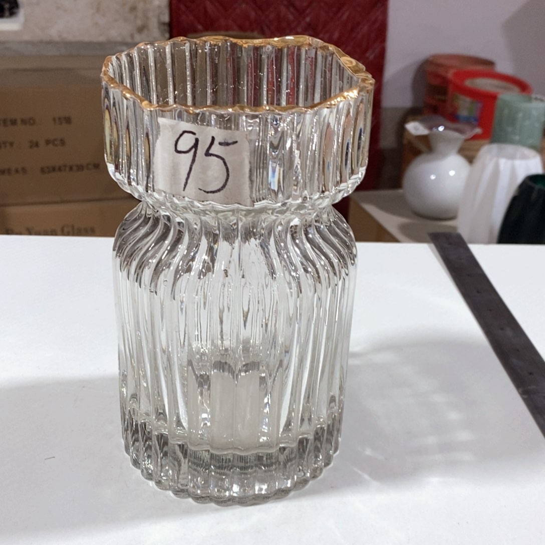 无铅玻璃95高19口11水晶玻璃花瓶嘎嘎好看