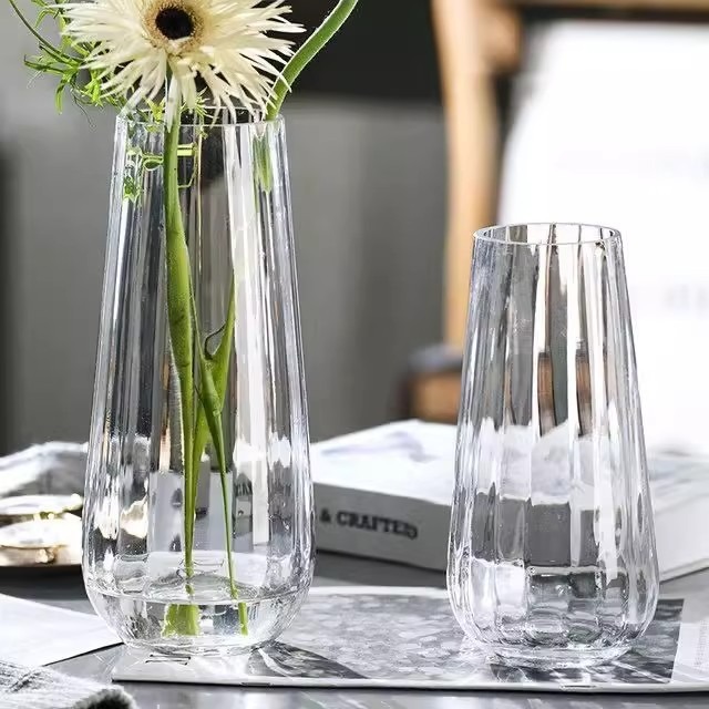 新疆包邮水滴花瓶轻奢高级感透明玻璃花瓶插花富贵竹玫瑰专用客厅