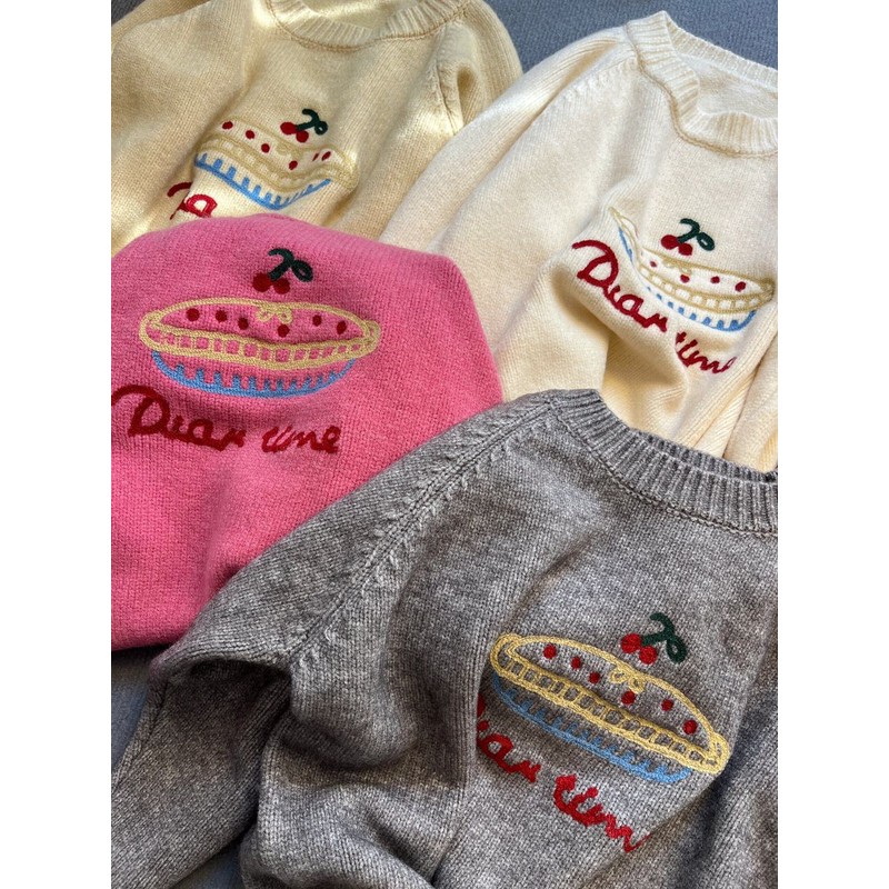 2025秋冬新款韩系圆领减龄水果蛋糕提花毛衣女慵懒厚实软糯针织衫