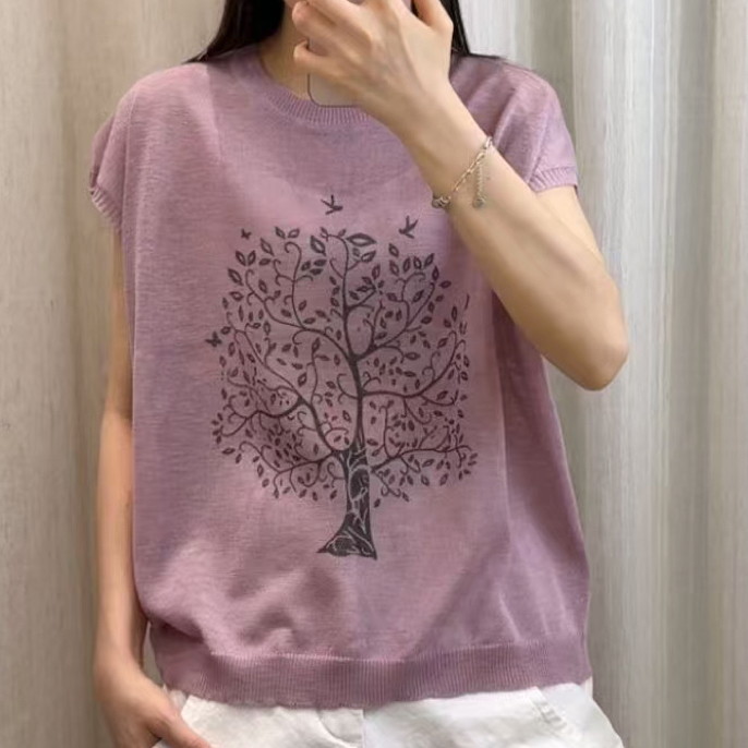 夏季女装新款时尚圆领针织衫