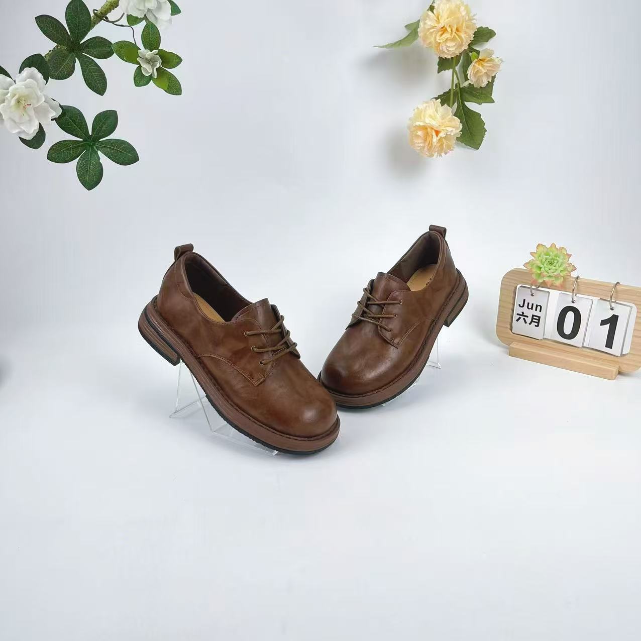 卓家女鞋 英伦风春季爆款系带单鞋（D890-25-2）（461A 22233）