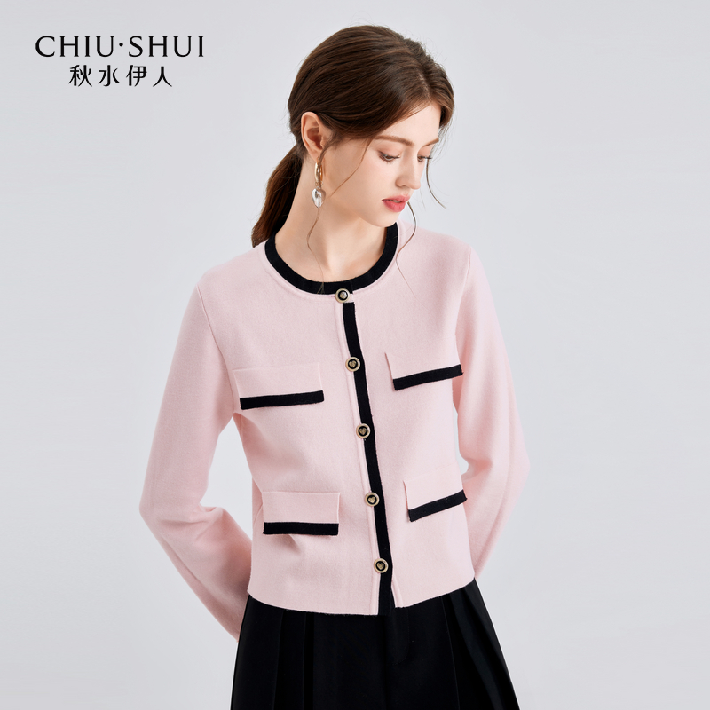 【直播优选】秋水伊人小香风针织开衫圆领上衣624102D100385