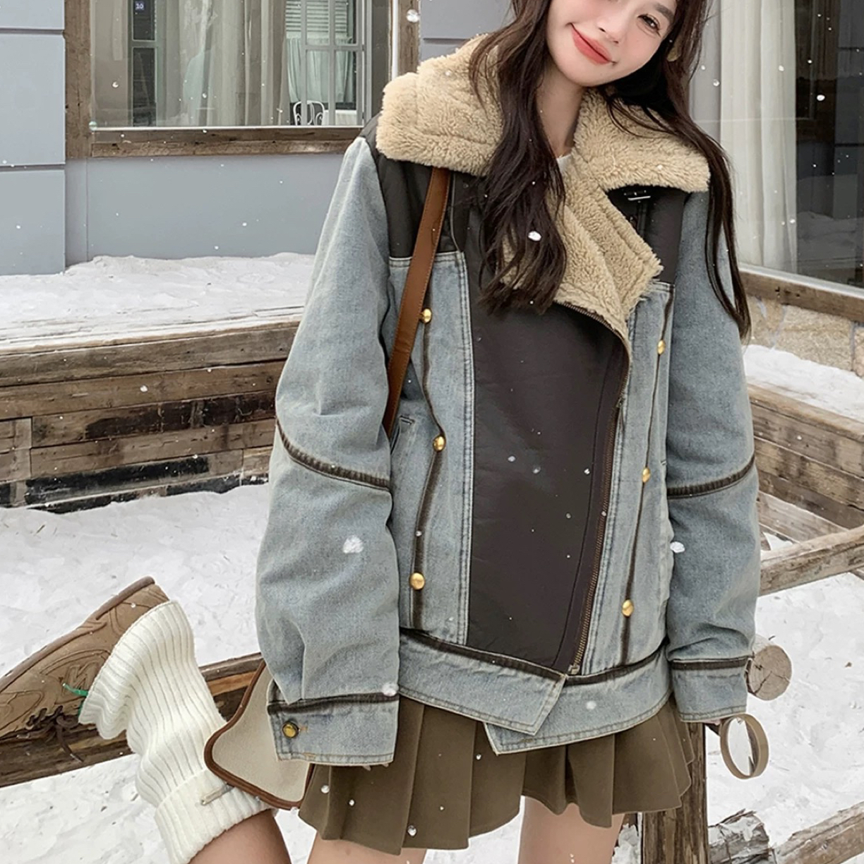 1103拼接牛仔外套