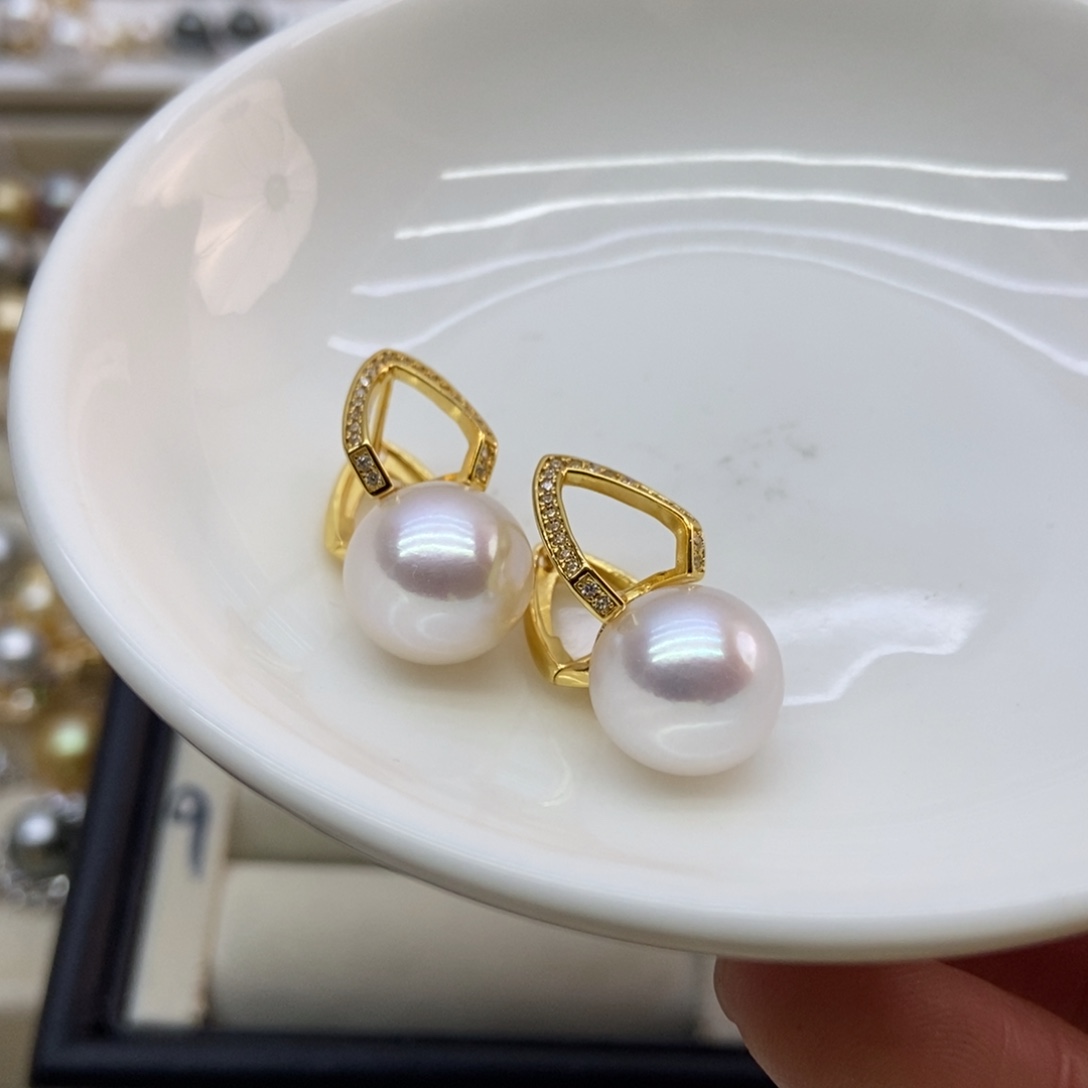 淡水珍珠耳饰银S925镶嵌