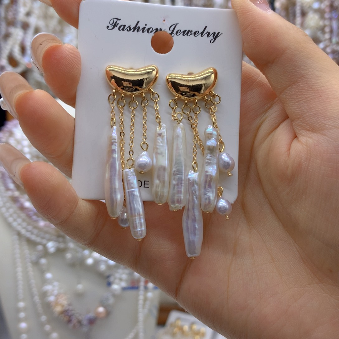 合金淡水珍珠耳饰