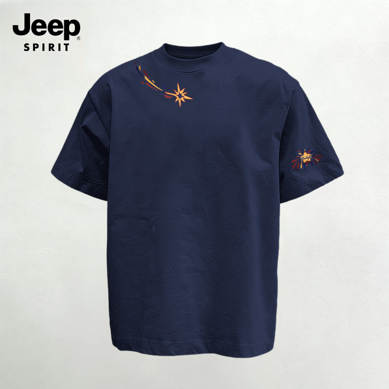JEEPSPIRIT纯棉短袖t恤男款2026新款纯棉透气户外休闲风圆领衣服Z