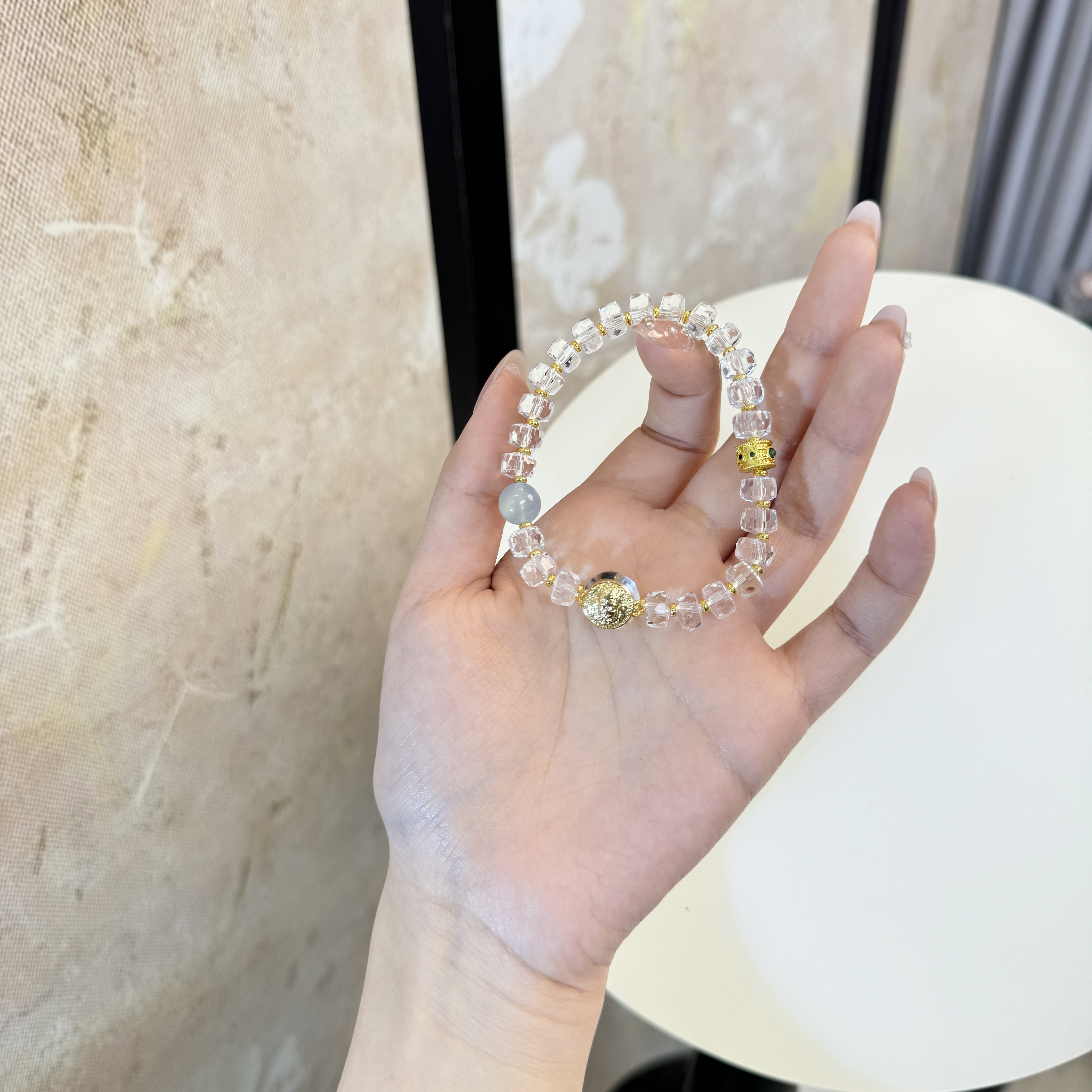 源源手作*清晶雅金手串E