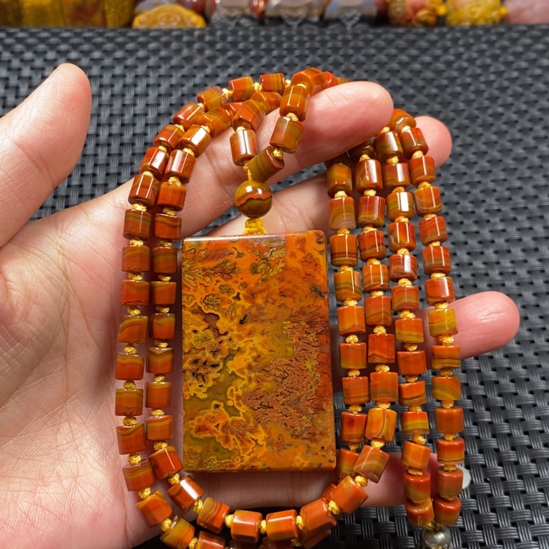 玛瑙/玉髓项链未镶嵌战国红项链