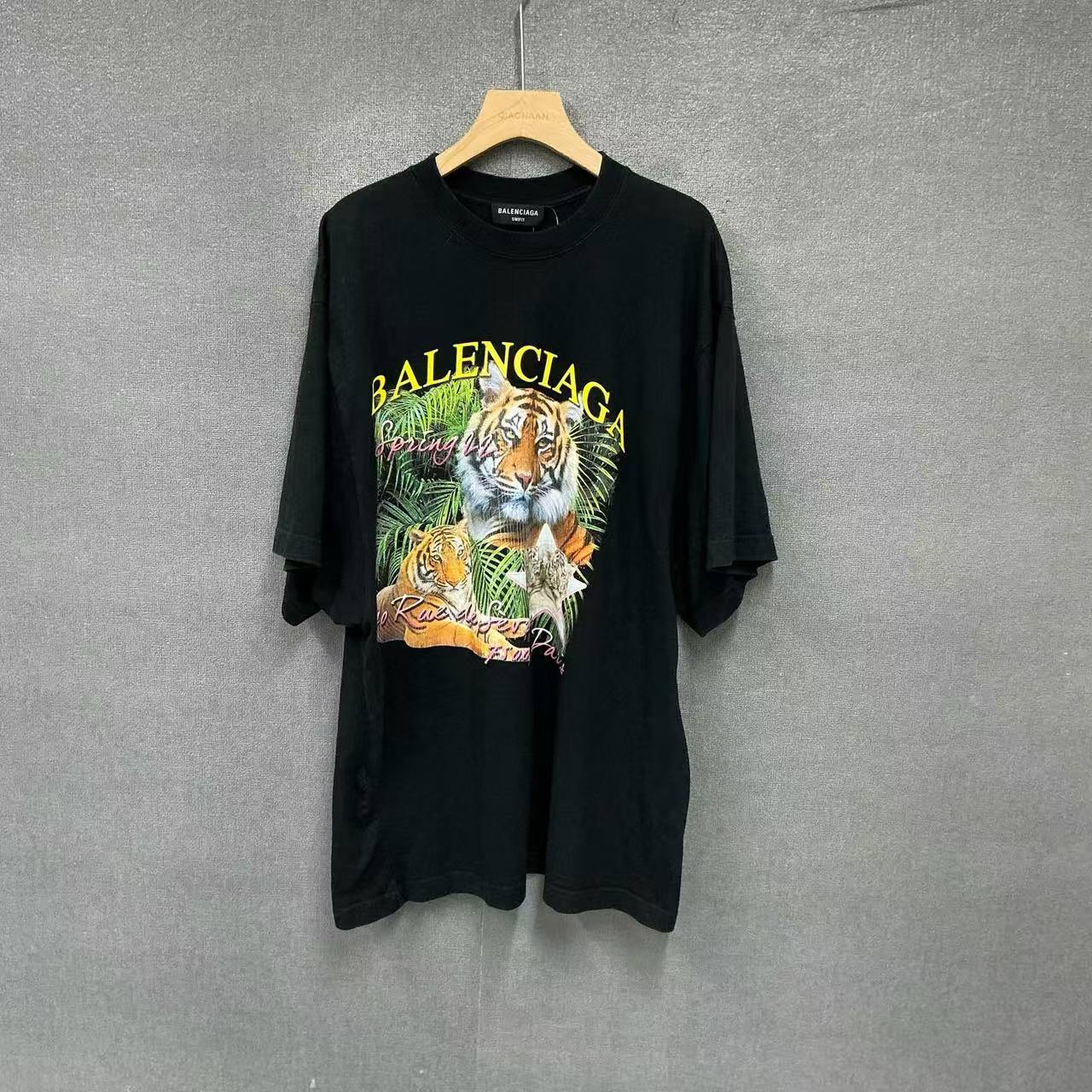 99新 Balenciaga/巴黎世家 (pm) 老虎印花短袖T恤 99新1码/5723