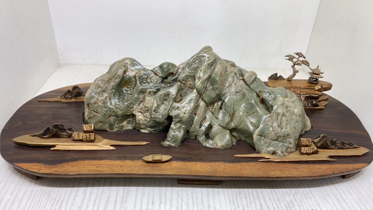 山水风光，九龙璧山风景。玄关摆件，茶室摆件，案头必备。