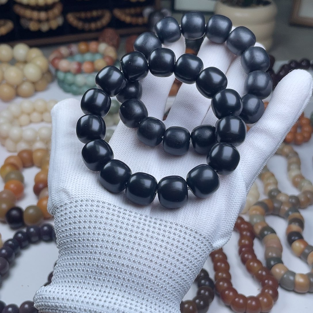 菩提根/象牙果手串福利干磨黑金老料瑕疵不补