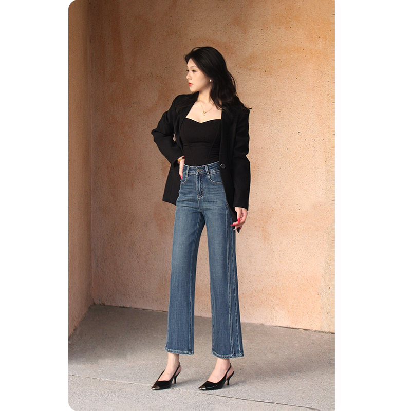 3825-小个子九分牛仔裤直筒女裤2025年秋款九分牛仔裤