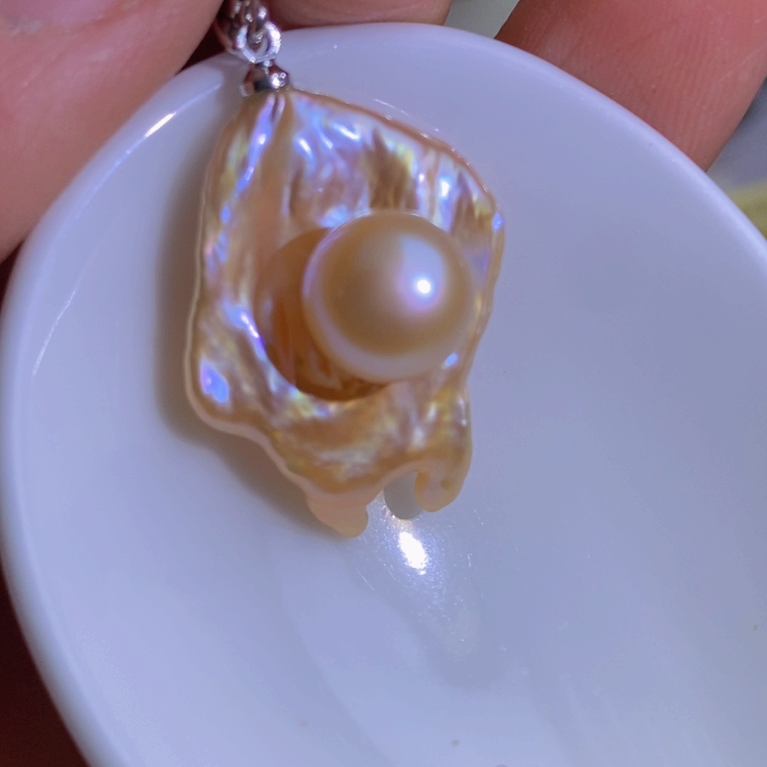 银S925镶嵌天然淡水珍珠淡水珍珠