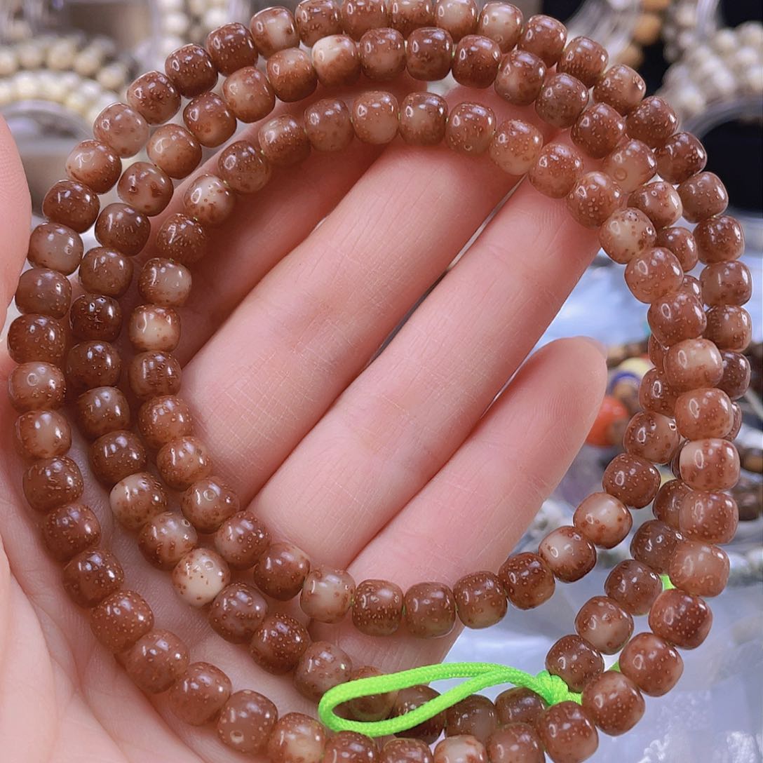 星月菩提吊坠土*哥原生态玉化粉冰7.8