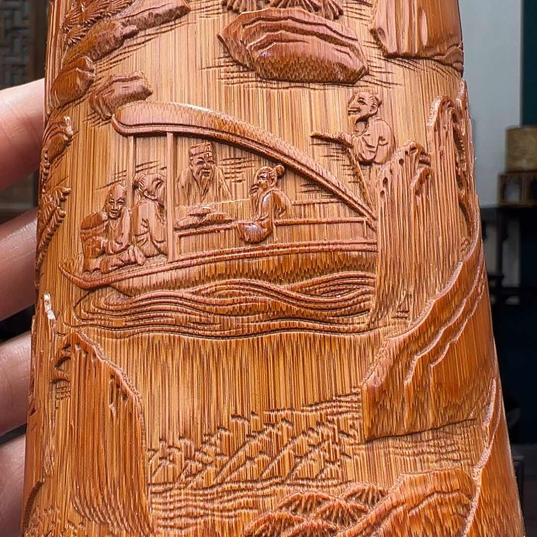 竹小****提竹雕赤壁笔筒