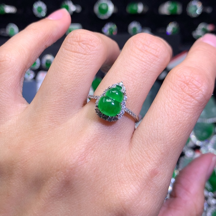 【闪购商品】翡翠戒指银S925镶嵌天然翡翠