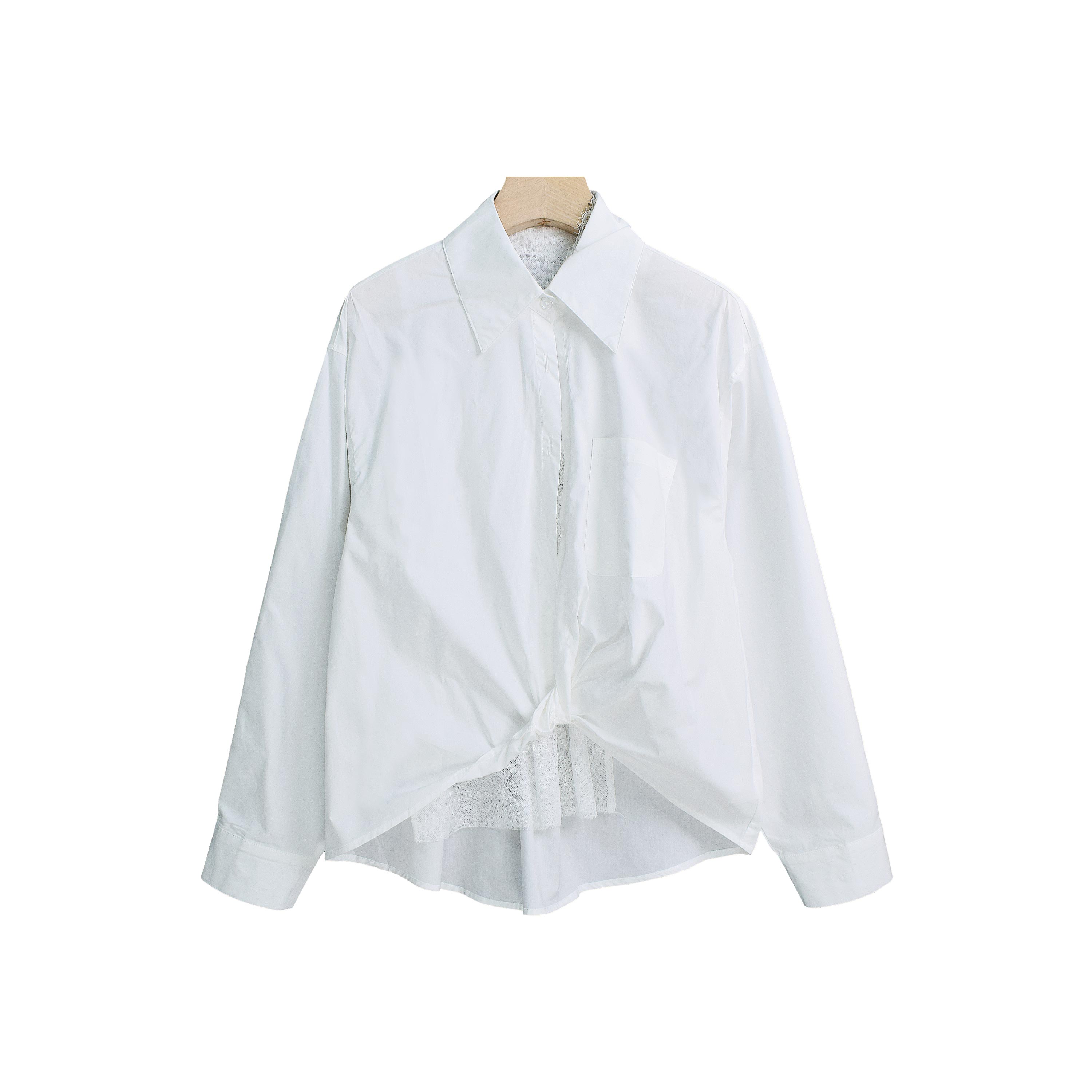 【菲儿】优雅亲肤蕾丝设计感衬衫两件套-Y14741