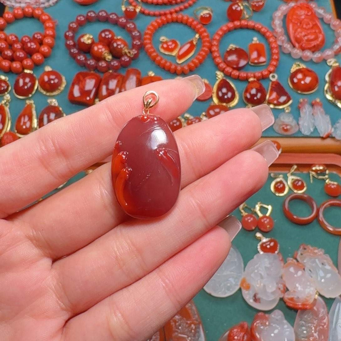 南红玛瑙南红18K金镶嵌