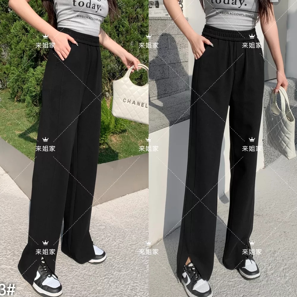 高品质侧开叉显瘦马蹄裤拖地裤休闲裤