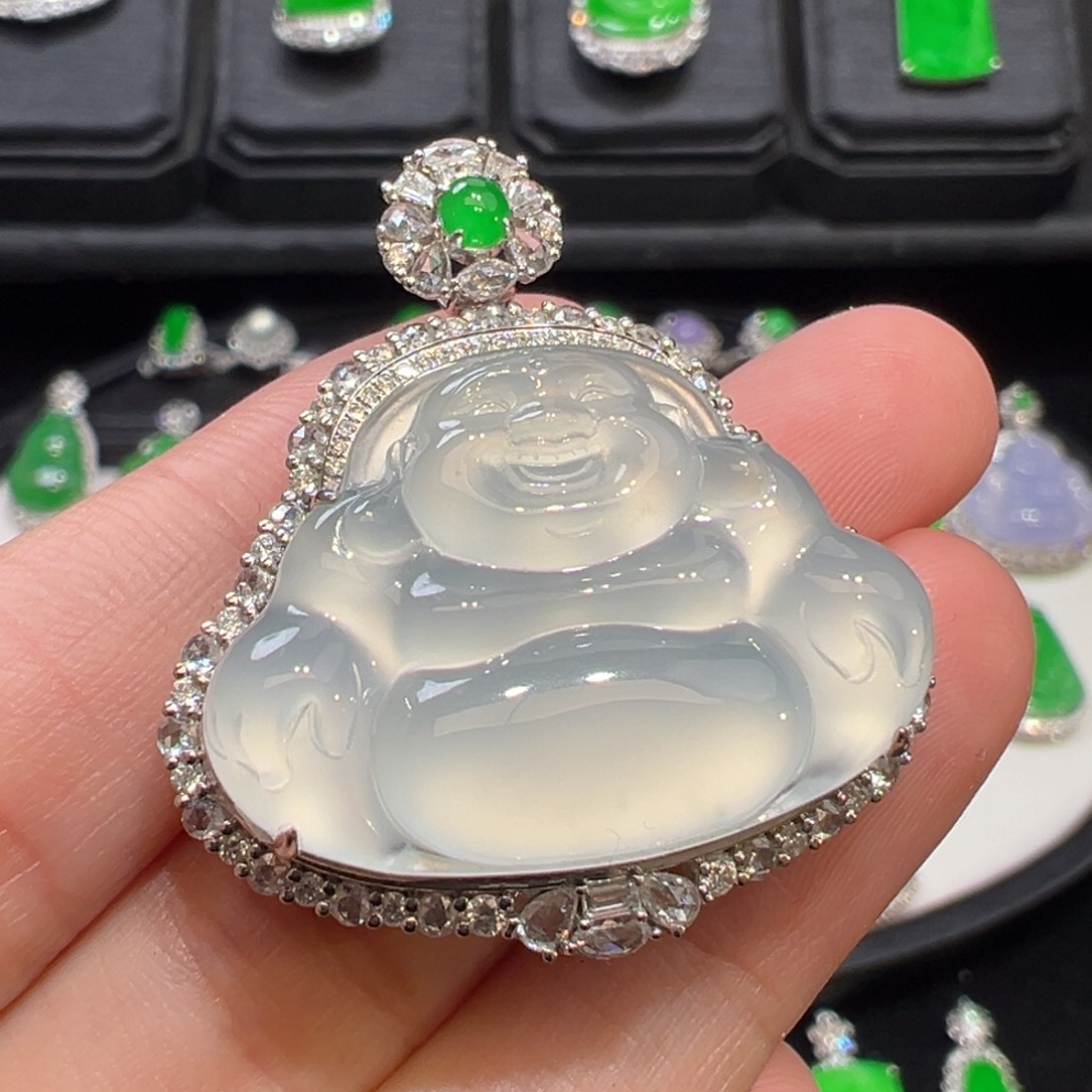 翡翠吊坠(不含链)18K金镶嵌收到货48小时鉴赏期