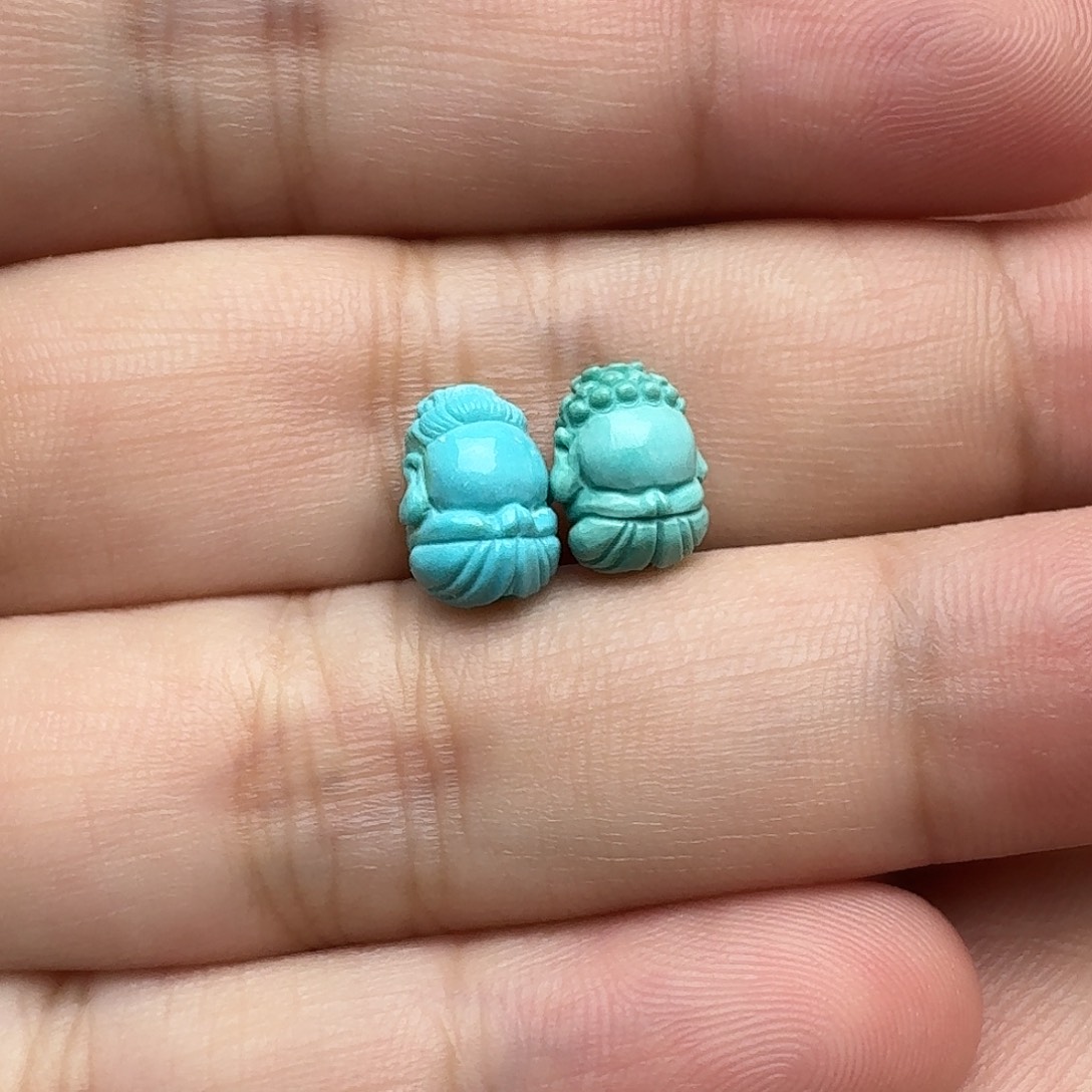 绿松石未镶嵌宝宝无相一对