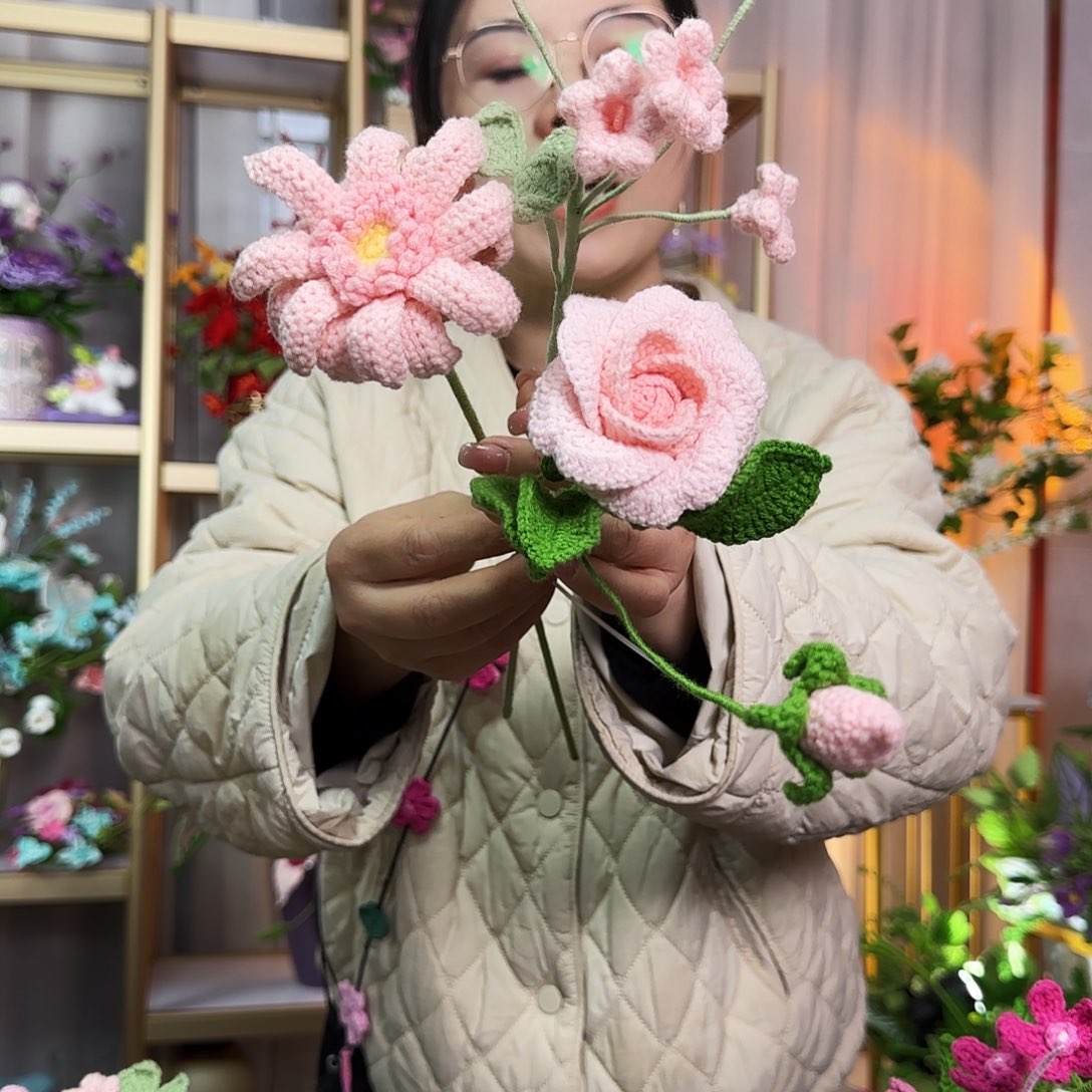 纯手工钩织钩织花束