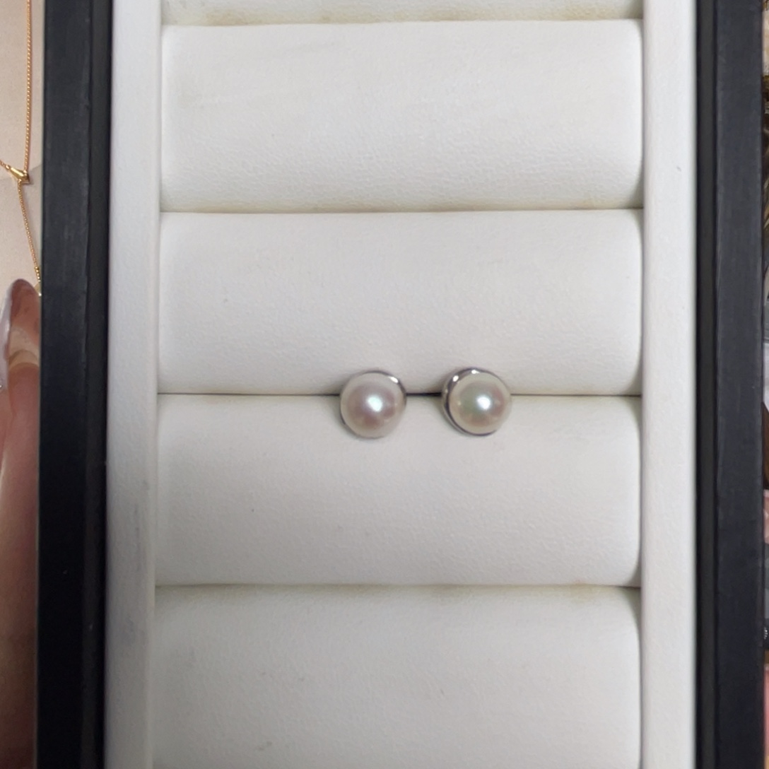 海水珍珠耳饰银S925镶嵌