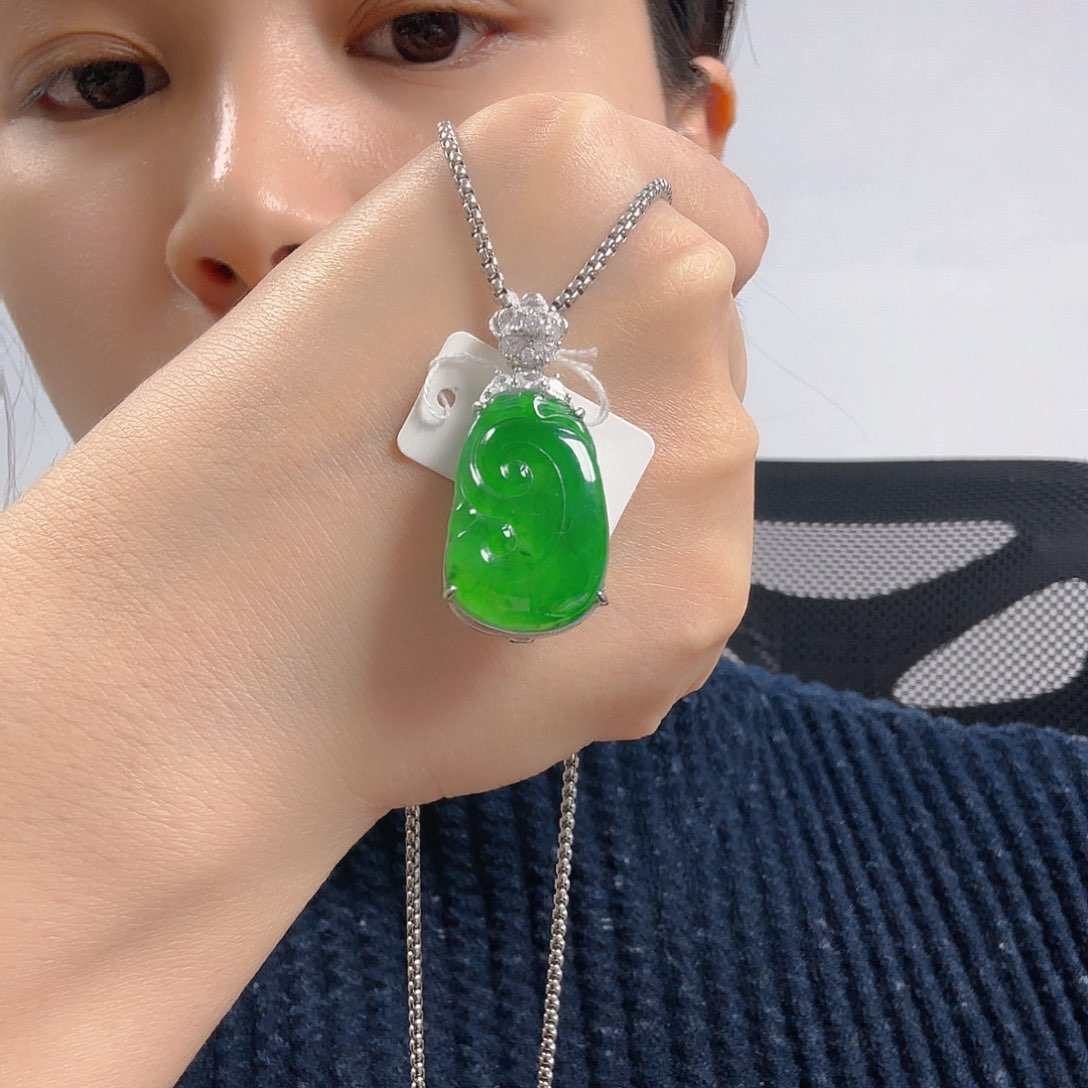 翡翠银S925镶嵌吊坠(不含链)