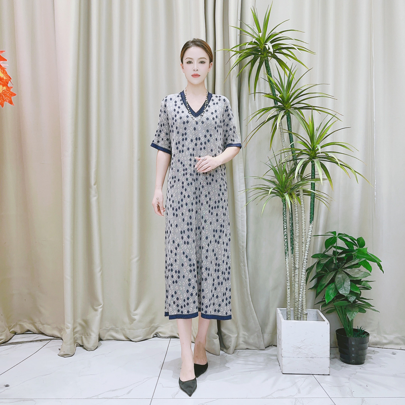 9590斑驳色圈针织连衣裙显瘦设计师优雅时尚轻奢气质夏季