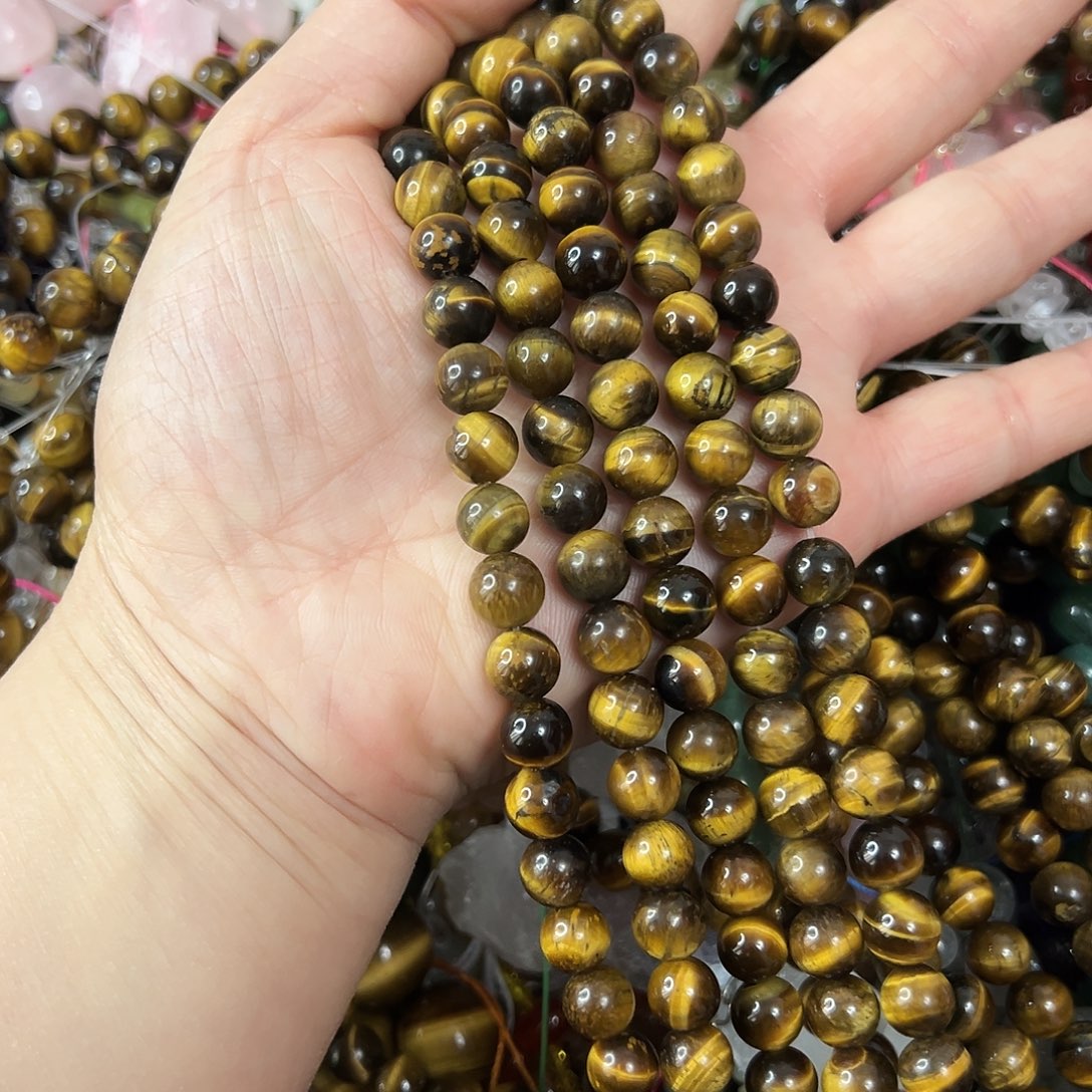 玛瑙/玉髓未镶嵌珠宝半成品，卡8黄虎眼一条