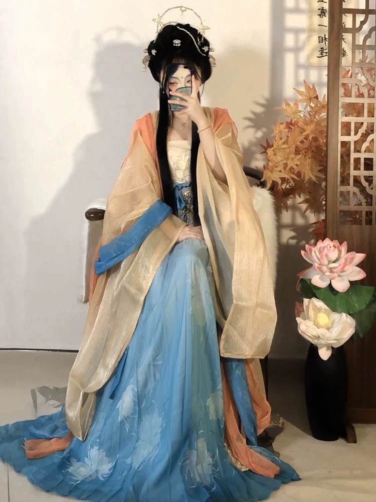幽吧原创(玄女)汉服唐制重工刺绣仙气大袖衫诃子裙春夏款飘逸套装