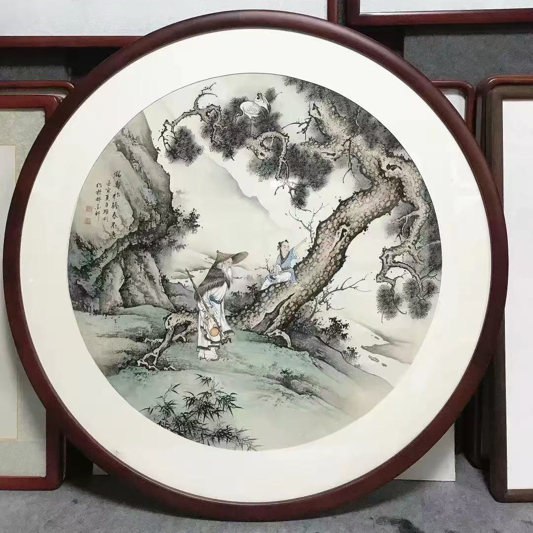 定制链接，圆形直径60红木画框（带背板有机玻璃一整套）