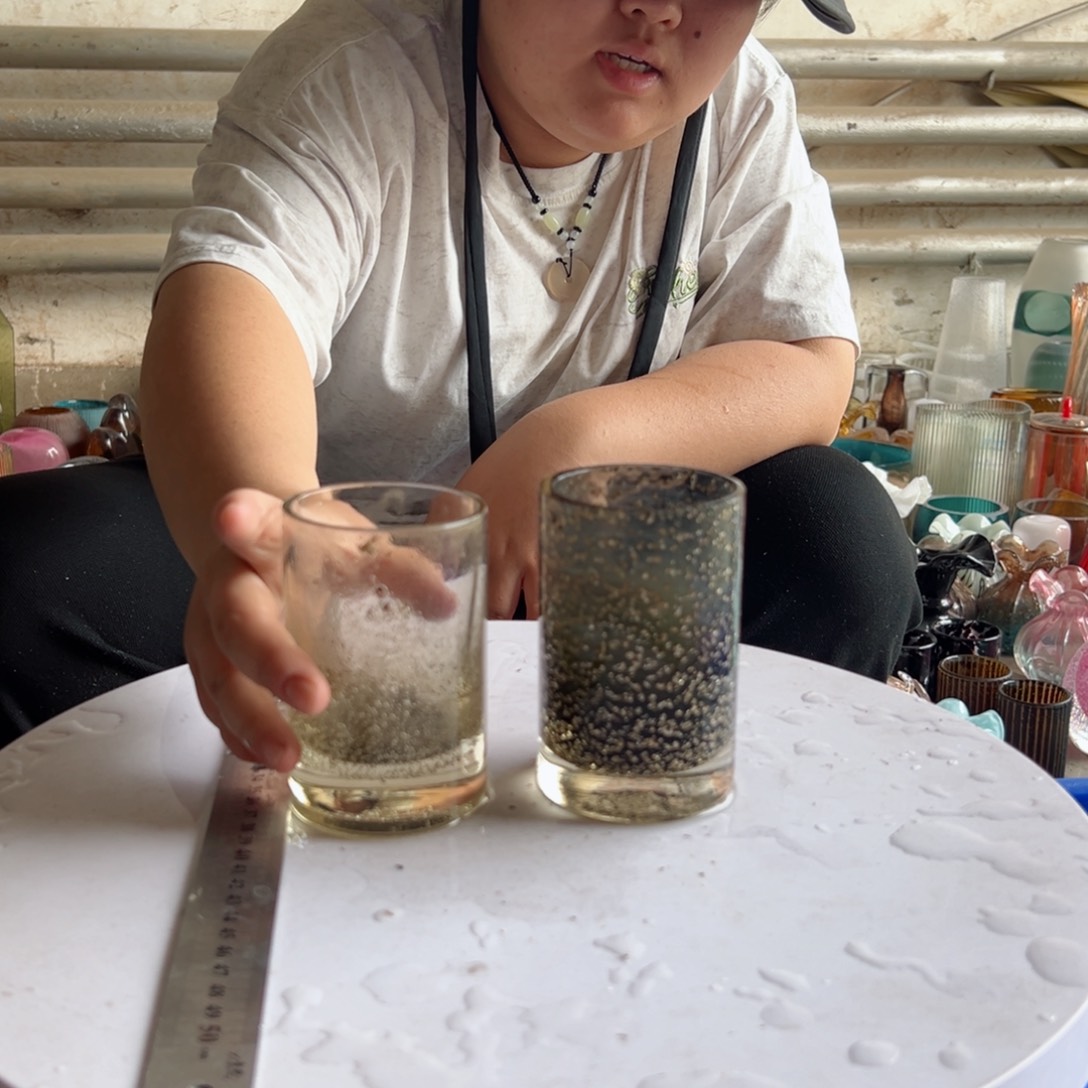 琉璃花器摆件微瑕一对