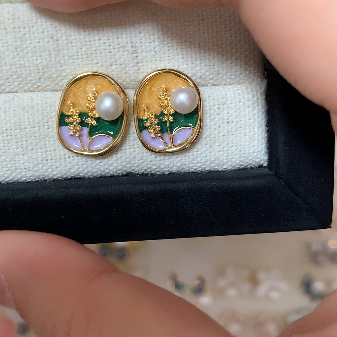 淡水珍珠耳饰合金