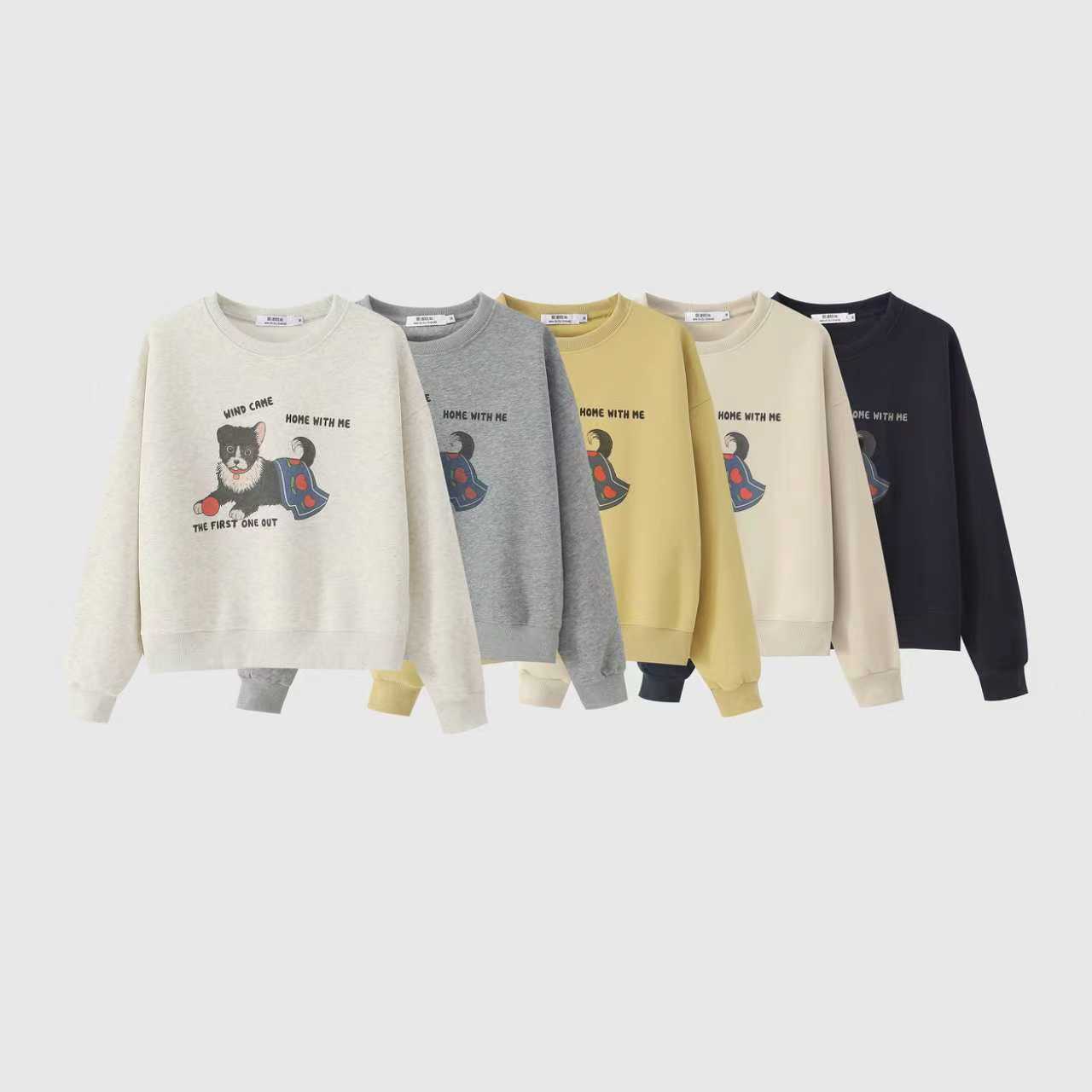 蔓迪欧尚2025秋季新款韩系小狗狗球球印花卫衣时尚洋气百搭（903）