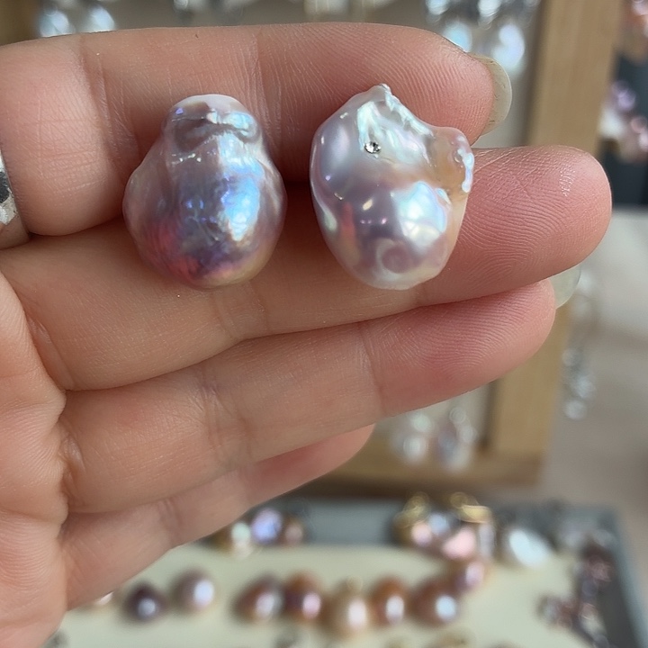 耳饰银S925镶嵌淡水珍珠