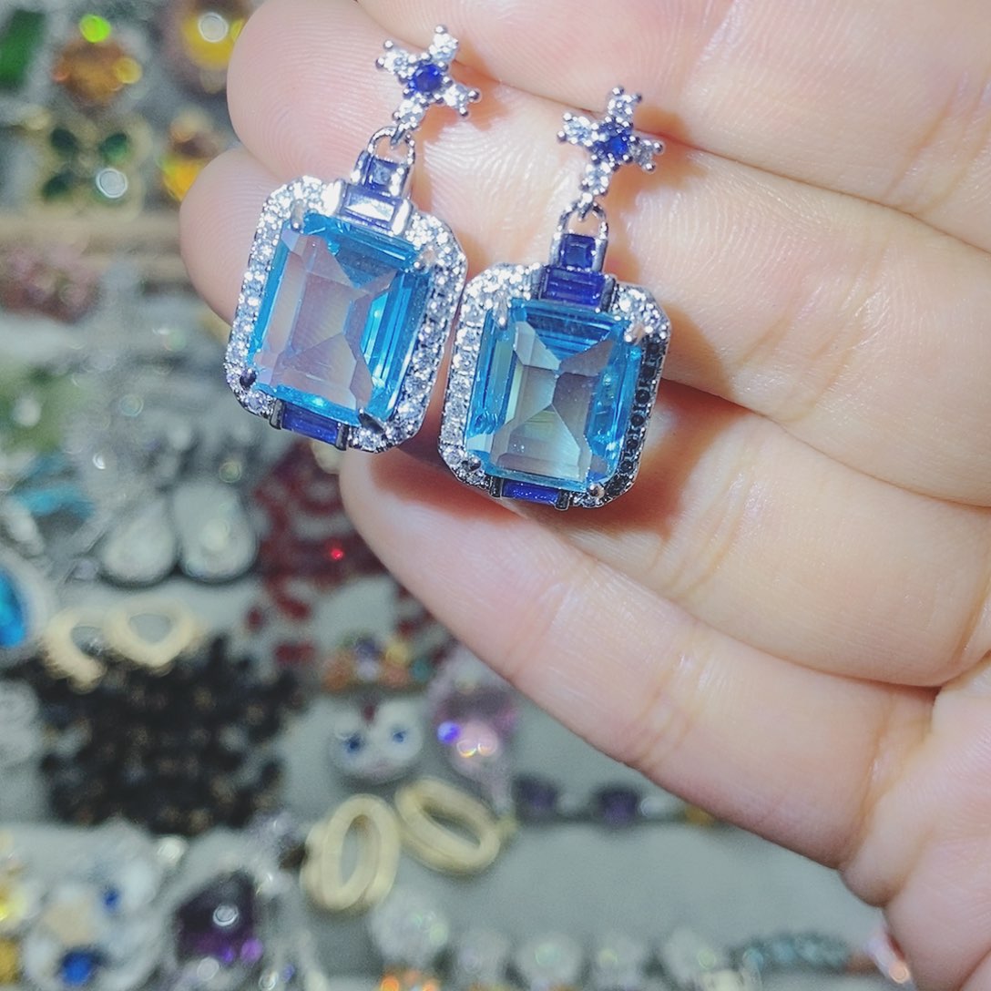 【闪购商品】托帕石耳饰银S925镶嵌