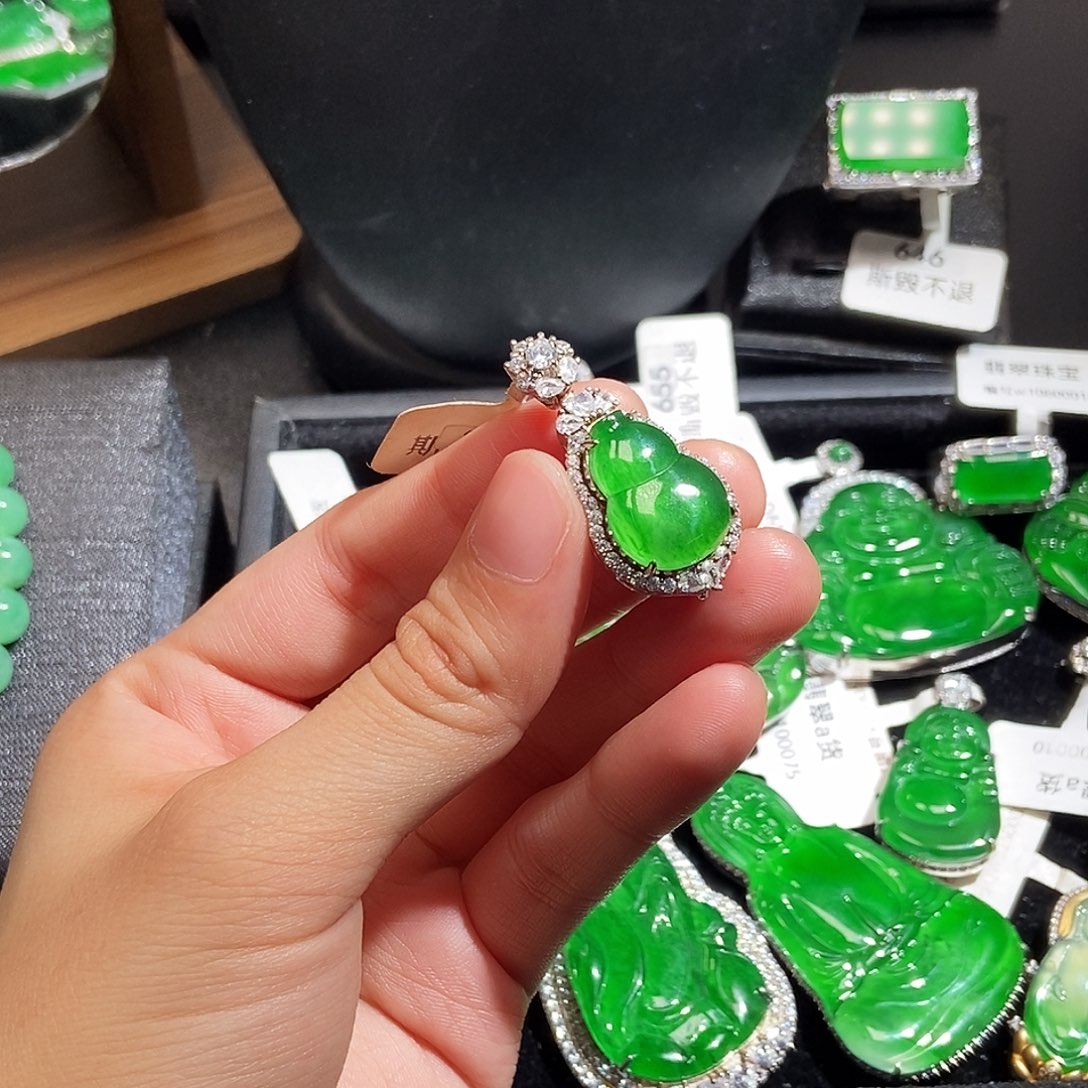 翡翠银S925镶嵌吊坠(不含链)
