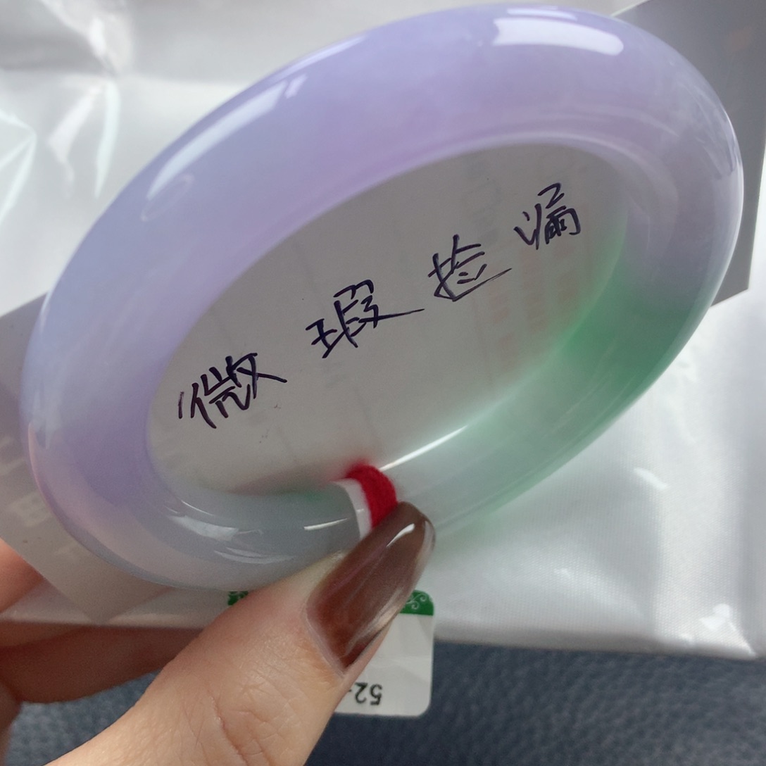未镶嵌手镯翡翠亮眼吸睛春带彩胖圆条52
