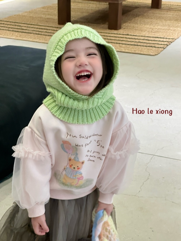 【BaoBao】秋款女童气球小熊纱纱袖卫衣52709